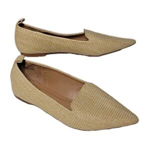 Lulus Eliane Natural Raffia Pointed-toe Loafers Flats Size 7.5